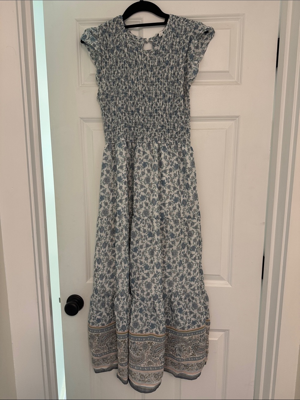 August Sky Floral Smocked Maxi Dress
